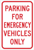 Brady B-959 Aluminum Rectangle White Parking Restriction, Permission & Information Sign - Reflective - TEXT: PARKING FOR EMERGENCY VEHICLES ONLY - 115616 - 754473-18979 - R. S. Hughes Company, Inc.