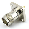 TNC Female (Jack) Connector Solder Cup Terminal 4 Hole Flange (Panel Mount), Solder, Nickel Plated Brass Body, Length 1.06 In - SC4231 - Fairview Microwave Inc.
