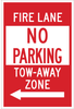 Brady B-401 High Impact Polystyrene Rectangle White Parking Restriction, Permission & Information Sign - 12 in Width x 18 in Height - TEXT: NO PARKING FIRE LANE TOW-AWAY ZONE - 124351 - 754473-80586 - R. S. Hughes Company, Inc.