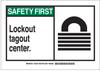 Brady B-401 Polystyrene Rectangle White Lockout / Tagout Sign - 14 in Width x 10 in Height - TEXT: SAFETY FIRST LOCKOUT TAGOUT CENTER - 132241 - 754473-83621 - R. S. Hughes Company, Inc.