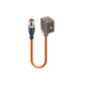 INDUSTRIAL-B (NEMA), Cordset, double ended: M12, Male, Straight, 3-Pole, to a, Form B, Female, Angled, 2+PE (PE at cable outlet), Yellow LED with Varistor: Cable, PUR, orange, 3x0.50 mm² - RST 5-3-VB 1A-1-1-241 - Belden Inc.