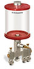 Red Color Key, Clear View Multiple Feed Manual Lubricator, 1 qt Acrylic Reservoir, 3 Feeds, 1/8
