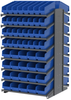 Akro-Mils 1800 lb Blue Gray Powder Coated Steel 16 ga Double Sided Fixed Rack - 36 3/4 in Overall Length - 104 Bins - Bins Included - APRD18AST00 BLUE -- APRD18AST00 BLUE - Image