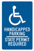 Brady B-555 Aluminum Rectangle Blue Disabled Parking & Building Access Sign - 12 in Width x 18 in Height - TEXT: HANDICAPPED PARKING STATE PERMIT REQUIRED - 123872 - 754473-79567 - R. S. Hughes Company, Inc.