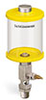 Yellow Color Key, Clear View Single Feed Manual Lubricator, 1 pt Acrylic Reservoir, 1/2” Male NPT - B5161-016AB4YW - Oil-Rite Corp.