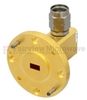 WR-19 to 1.85mm Male Waveguide to Coax Adapter UG-383/U-Mod Round Cover Standard with 40 GHz to 60 GHz U Band in Aluminum, Gold -- SMW19AC001-VM