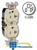 Leviton Back and Side Wired Illuminated Duplex Receptacle -- 8300-HL - Image