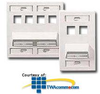 Leviton Angled 8-Port Wallplate with Four Angled Ports - 40807-B2 - TelephoneStuff.com