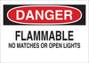 Brady B-120 Fiberglass Reinforced Polyester Rectangle White Chemical, Biohazard, Hazardous & Flammable Material Sign - 14 in Width x 10 in Height - TEXT: DANGER FLAMMABLE NO MATCHES OR OPEN LIGHTS - 7 - 754476-71945 - R. S. Hughes Company, Inc.