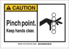 Brady B-401 Polystyrene Rectangle Yellow Machine & Equipment Sign - 10 in Width x 7 in Height - TEXT: PINCH POINT KEEP HANDS CLEAR - 21709 - 754476-21709 - R. S. Hughes Company, Inc.