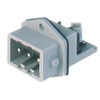 Rectangular Receptacle Power Connector (ST Series): Male, front mount with flange, 3-pin+PE, grey housing, 400 V AC / 230 V DC, 16 A AC/10 A DC -- STASEI 3 N - Image