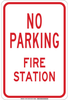 Brady B-302 Polyester Rectangle White Parking Restriction, Permission & Information Sign - 12 in Width x 18 in Height - Laminated - TEXT: NO PARKING FIRE STATION - 129734 - 754473-78807 - R. S. Hughes Company, Inc.