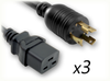 LOCKING NEMA L6-30P to IEC-60320-C19 x 3 HOME // Power Cords // High Voltage Power Cords // Locking Blade Power Cords - 0439.048 - Quail Electronics