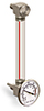 Nylon Liquid Level Gage with Dial Thermometer, 6” Centerline, Front Mount 1/2”-20 - B3642-20600BA1W - Oil-Rite Corp.