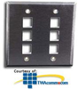 Hubbell 6 Port Double Gang Stainless Steel Faceplate -- SSF206 - Image
