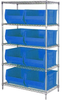 Open Wire Shelving, 5Shelves, 8Bin, Blue; Shelving Unit Type Quantum Storage - 44AC8172 - Newark, An Avnet Company
