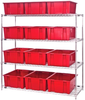 Open Wire Shelving, 4Shelves, 12Bin, Red; Shelving Unit Type Quantum Storage - 44AC8114 - Newark, An Avnet Company