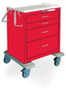 4 Drawer Short Steel Crash Cart - USRLU-4369-RED - Waterloo Healthcare