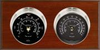2 Instrument Weather Station - Catalina, Nickel cases, Black dials, Mahogany panel