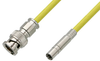 75 Ohm Mini SMB Plug to 75 Ohm BNC Male Cable 48 Inch Length Using 75 Ohm PE-B159-YW Yellow Coax - PE38040/YW-48 - Pasternack