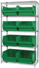 Open Wire Shelving, 5Shelves, 8Bins, Grn; Shelving Unit Type Quantum Storage - 44AC8152 - Newark, An Avnet Company