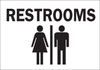 Brady B-401 Polystyrene Rectangle White Restroom Sign - 14 in Width x 10 in Height - TEXT: RESTROOMS - 25918 - 754476-25918 - R. S. Hughes Company, Inc.