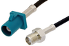 SMA Female to Water Blue FAKRA Plug Cable 60 Inch Length Using PE-C100-LSZH Coax - PE39344Z-60 - Pasternack