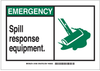 Brady B-555 Aluminum Rectangle White Spill Response Equipment & Spill Station Sign - 14 in Width x 10 in Height - TEXT: EMERGENCY SPILL RESPONSE EQUIPMENT - 46758 - 754476-46758 - R. S. Hughes Company, Inc.