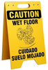 Brady Prinzing Polyethylene Rectangle Yellow Floor Stand Sign - 12 in Width x 20 in Height - Language English / Spanish - TEXT: CAUTION WET FLOOR / CUIDADO SUELO MOJADO - SF654B - 754473-46379 - R. S. Hughes Company, Inc.