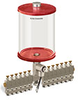 Red Color Key, Clear View Multiple Feed Electro Lubricator, 1/2 gal Pyrex Reservoir, 13 Feeds, 1/8