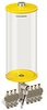 Yellow Color Key, Clear View Multiple Feed Electro Lubricator, 1 gal Acrylic Reservoir, 7 Feeds, 1/8