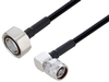 Fire Rated 7/16 DIN Male to N Male Right Angle Low PIM Cable 36 Inch Length Using SPF-250 Coax Using Times Microwave Parts - PE3C6358-36 - Pasternack