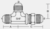 MALE 37°x MALE 37°x MALE 37° BULKHEAD RUN TEE -- 2704-04-04-04 - Image