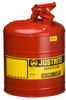Justrite Red Stainless Steel 5 gal Safety Can - 16.88 in Height - 11.75 in Overall Diameter - JUSTRITE 7150100 -- JUSTRITE 7150100 - Image