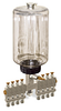 (Formerly B3193-5X03), Multiple Feed Manual Lubricator, 1/2 gal Polycarbonate Reservoir, 8 Feeds - B3193-06408B111GW - Oil-Rite Corp.