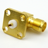 Right Angle SMA Female (Jack) Connector Solder Cup Terminal 4 Hole Flange (Panel Mount), Solder - SC3787 - Fairview Microwave Inc.