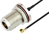 N Female Bulkhead to UMCX 2.5 Plug Cable 6 Inch Length Using 1.13mm Coax, RoHS - PE3CA1009-6 - Pasternack