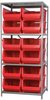 Akro-Mils Akrobin 6500 lb Adjustable Red Gray Powder Coated Steel 22 ga Open Adjustable Fixed Shelving System - 12 Bins - 6500 lb Total Capacity - AS3679293 RED - AS3679293 RED - R. S. Hughes Company, Inc.