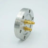 SMA Coaxial Feedthrough, 50 Ohm Matched Impedance to 18 GHz, 3 Pins, Grounded Shield, Double-Ended, 2.75″ Conflat Flange - A12377-3-CF - MPF Products, INC.