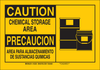 Brady B-555 Aluminum Rectangle Yellow Chemical, Biohazard, Hazardous & Flammable Material Sign - 10 in Width x 7 in Height - Language English / Spanish - 125349 - 754473-72986 - R. S. Hughes Company, Inc.