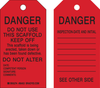 Brady B-853 Black on Red Cardstock Equipment Safety Tag - 3 in Width - 5 3/4 in Height - Printed Msg = DANGER - DO NOT USE THIS SCAFFOLD KEEP OFF THIS SCAFFOLD IS BEING ERECTED, TAKEN DON, OR HAS BEEN - 754476-86683 - R. S. Hughes Company, Inc.