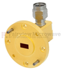 WR-22 to 2.4mm Male Waveguide to Coax Adapter UG-383/U Round Cover Standard with 33 GHz to 50 GHz Q Band in Aluminum, Gold - SMW22AC001-24M - Fairview Microwave Inc.
