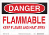 Brady B-586 Paper Rectangle White Chemical, Biohazard, Hazardous & Flammable Material Sign - 14 in Width x 10 in Height - TEXT: DANGER FLAMMABLE KEEP FLAMES AND HEAT AWAY - 115996 -- 754473-18639