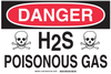 Brady B-555 Aluminum Rectangle White Chemical, Biohazard, Hazardous & Flammable Material Sign - 14 in Width x 10 in Height - TEXT: DANGER H2S POISONOUS GAS - 15298 - 754473-16385 - R. S. Hughes Company, Inc.
