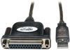 Hi-Speed USB to IEEE 1284 Parallel Printer Gold Adapter Cable (USB-A to DB25 M/F), 6-ft. -- U207-006 - Image
