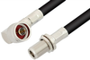 N Male Right Angle to N Female Bulkhead Cable 36 Inch Length Using RG214 Coax - PE33178-36 - Pasternack