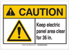 Brady B-401 Plastic Rectangle White Keep Clean Reminder Sign - 7 in Width x 10 in Height - TEXT: CAUTION Keep Electrical Panel Clear For 36 Inches - 144435 -- 754473-98426 - Image