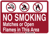 Brady B-555 Aluminum Rectangle Smoking Not Permitted Sign - 14 in Width x 10 in Height - TEXT: NO SMOKING MATCHES OR OPEN FLAMES IN THIS AREA - 36091 - 754473-16586 - R. S. Hughes Company, Inc.