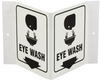 Brady Acrylic V Shape White Eyewash & Shower Sign - 9 in Width x 6 in Height - Glow in the Dark - TEXT: EYE WASH - 49372 -- 754476-49372 - Image