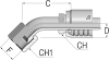 One-Piece Alfacrimp Fittings, 45º JIC Female Swivel 37º Seat with Stem Hexagon - Short Drop - S Series -- S-0404-FJ4S - Image